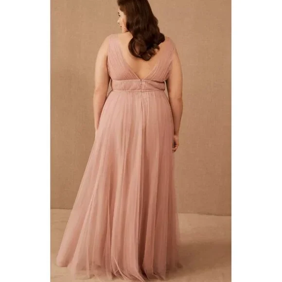 Jenny Yoo Wedding Bridesmaid Gown Blush Pink Tulle Sheer Sarita Dress 16 NWT - Picture 3 of 16